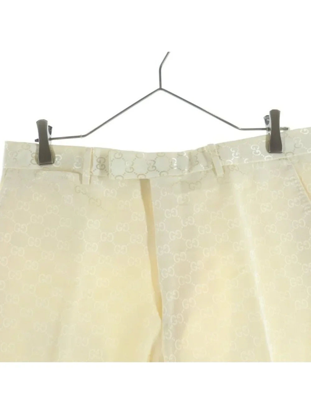 Gucci GG Pants All Over Pattern Ivory Viscose Cotton 48